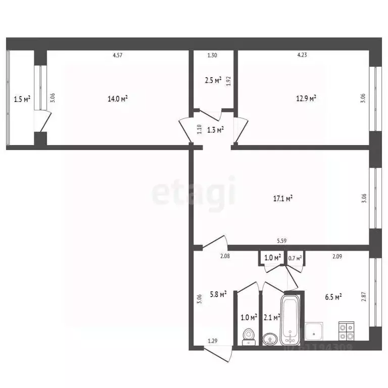 3-к кв. Мордовия, Саранск ул. Фридриха Энгельса, 10 (63.9 м) - Фото 2