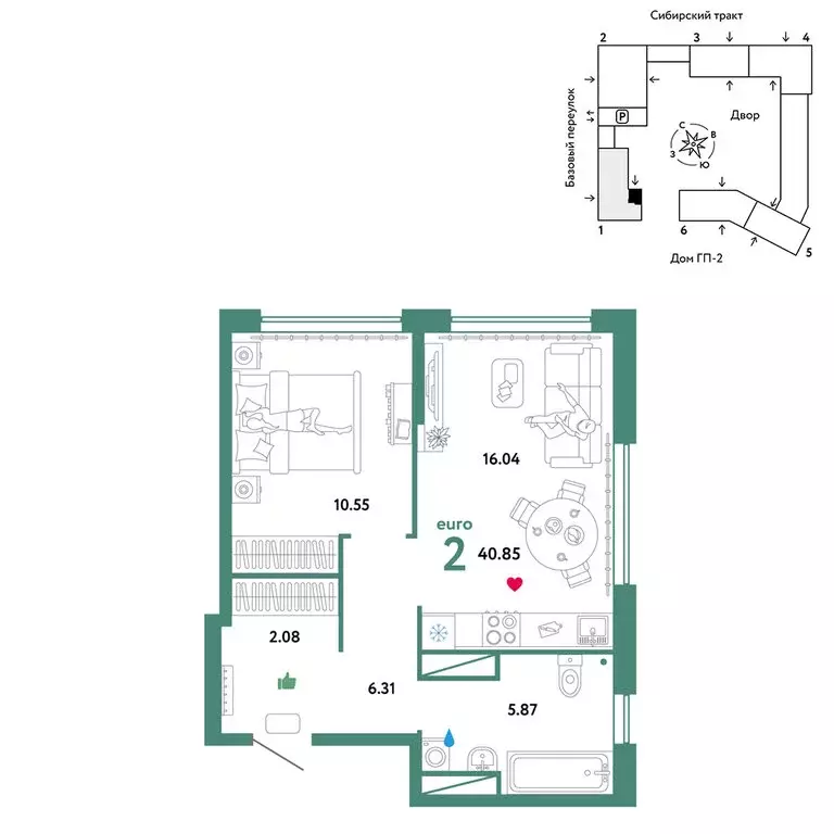 2-комнатная квартира: Екатеринбург, микрорайон Сибирский, жилой ... - Фото 1