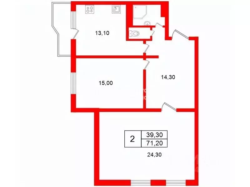 2-к кв. Ленинградская область, Всеволожский район, д. Новое Девяткино ... - Фото 1