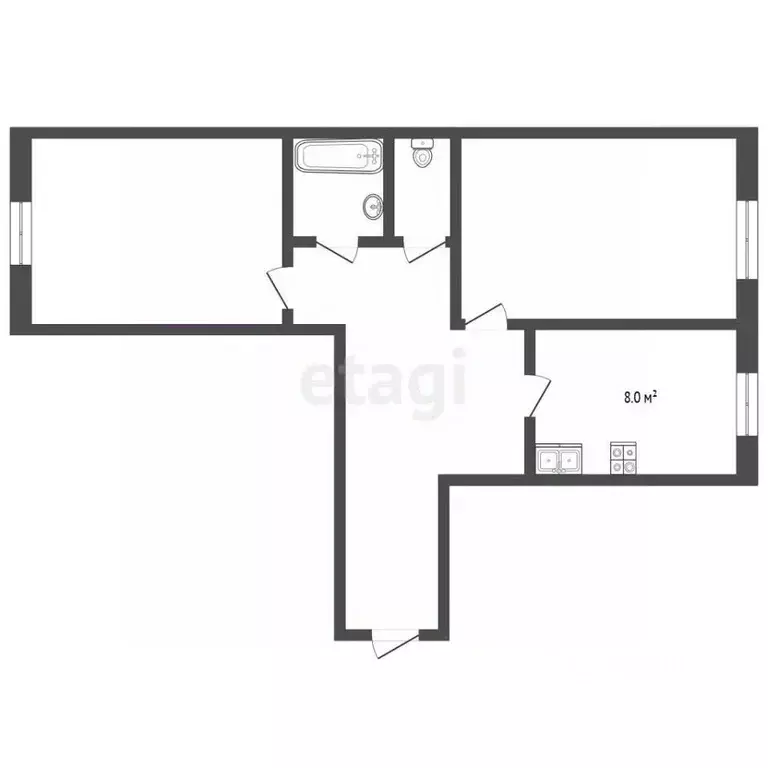 2-к кв. Московская область, Серпухов Дальняя ул., 10 (52.4 м) - Фото 2