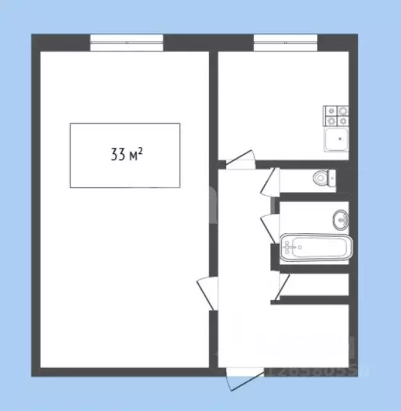 1-к кв. Кемеровская область, Новокузнецк просп. Строителей, 79 (33.0 ... - Фото 2