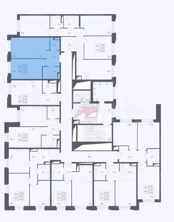 2-к. квартира, 43,1 м, 8/9 эт. - Фото 0