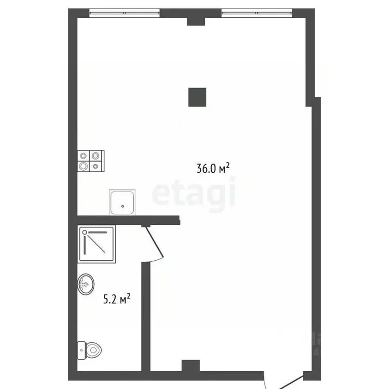 Студия Крым, Ялта ул. Киевская, 44 (43.0 м) - Фото 2