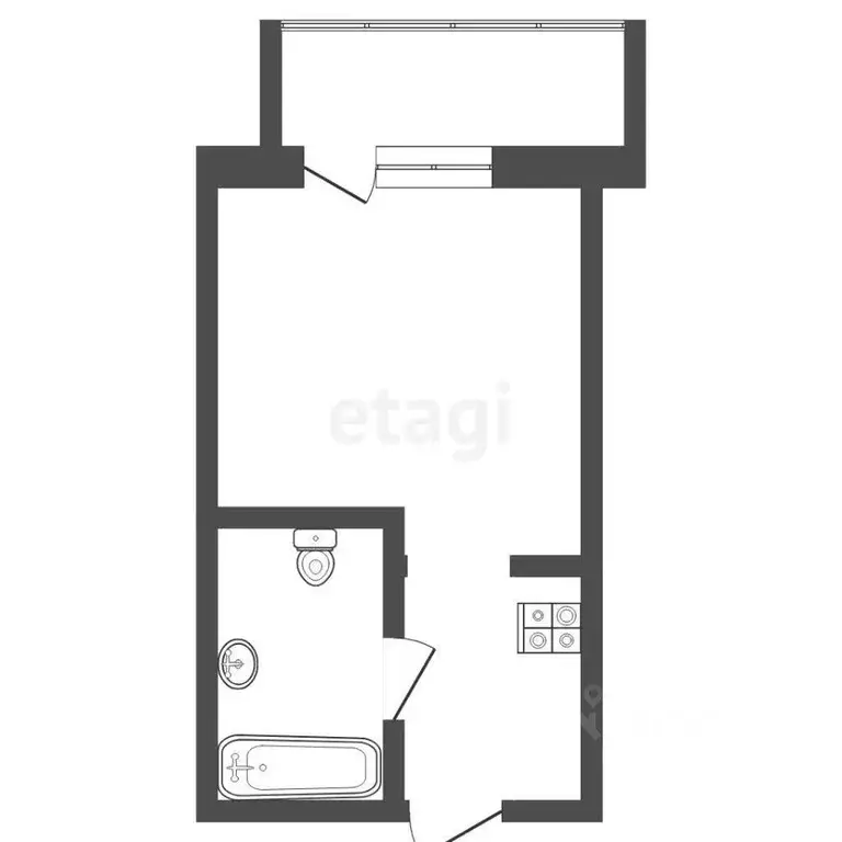 Студия Тюменская область, Тюмень ДОК мкр, ул. Ботаническая, 1 (19.4 м) - Фото 1