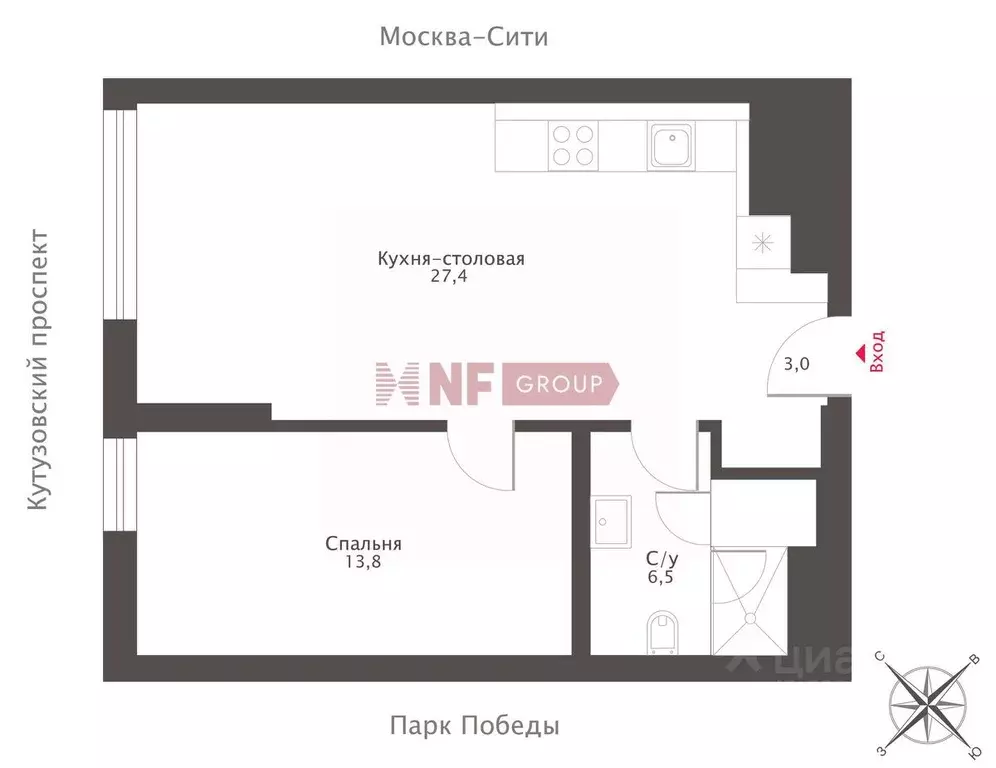 2-к кв. Москва Поклонная ул., 9 (84.1 м) - Фото 2