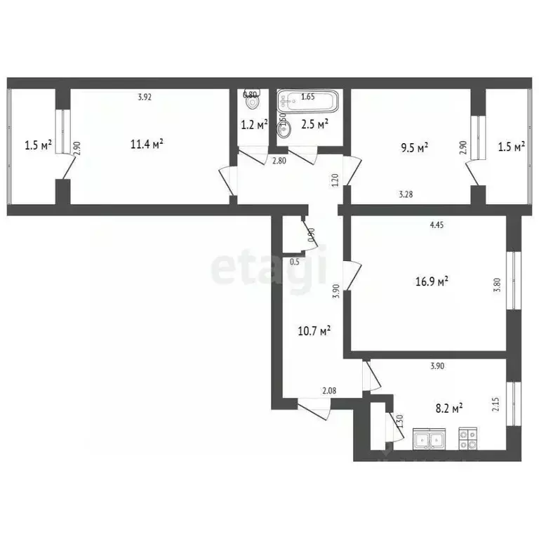 3-к кв. Башкортостан, Стерлитамак ул. Худайбердина, 25 (64.0 м) - Фото 2