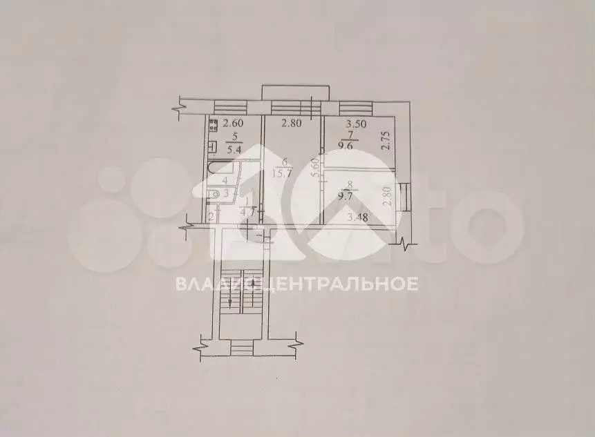 3-к. квартира, 49,6 м, 3/5 эт. - Фото 0