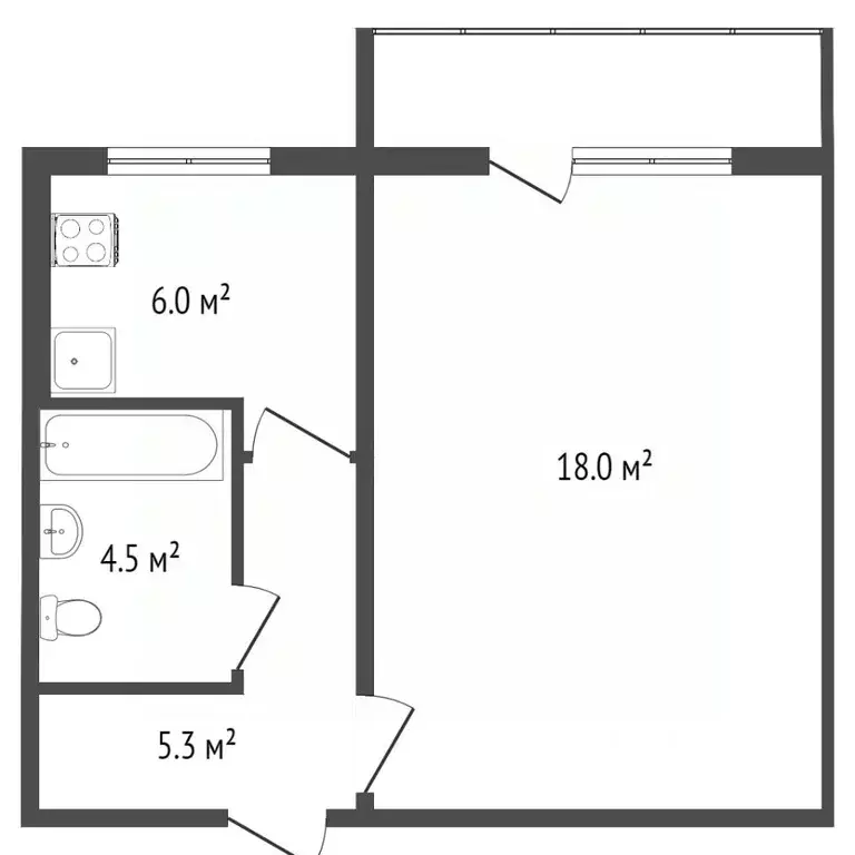 1-к кв. Крым, Симферополь ул. Луговая (29.5 м) - Фото 2