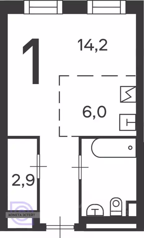 Студия Москва Клинская ул., 2Ак7 (33.3 м) - Фото 1