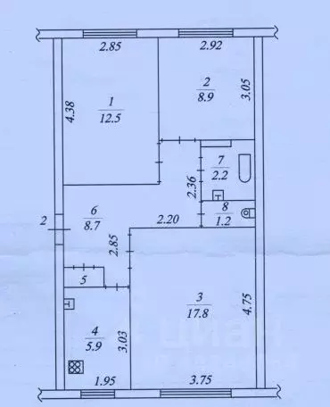 3-к кв. Татарстан, Нижнекамск ул. Менделеева, 2Б (58.1 м) - Фото 2