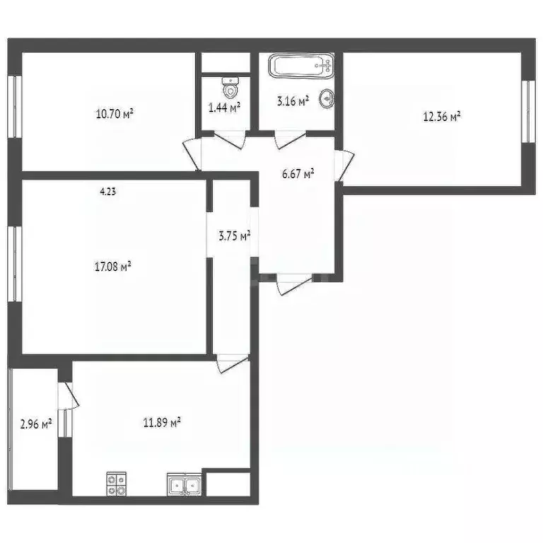 3-к кв. Ростовская область, Ростов-на-Дону Казахская ул., 53 (57.1 м) - Фото 0