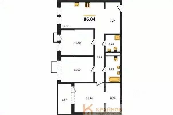 3-к кв. Воронежская область, Воронеж наб. Чуева, 7 (86.04 м) - Фото 0