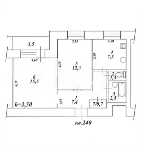 2-к. квартира, 47,2 м, 2/9 эт. - Фото 0