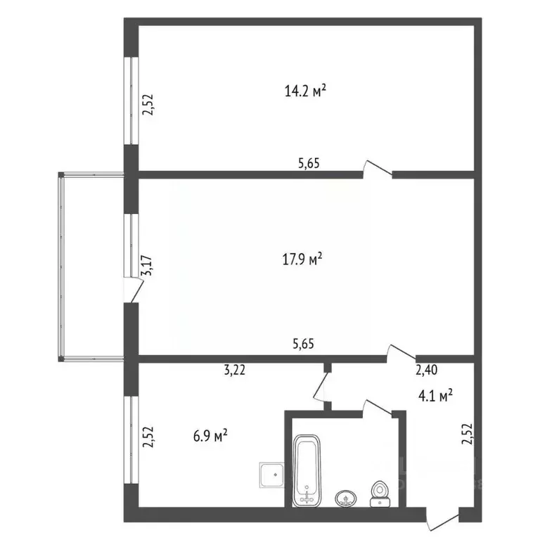 2-к кв. Амурская область, Благовещенск Театральная ул., 35 (46.0 м) - Фото 2