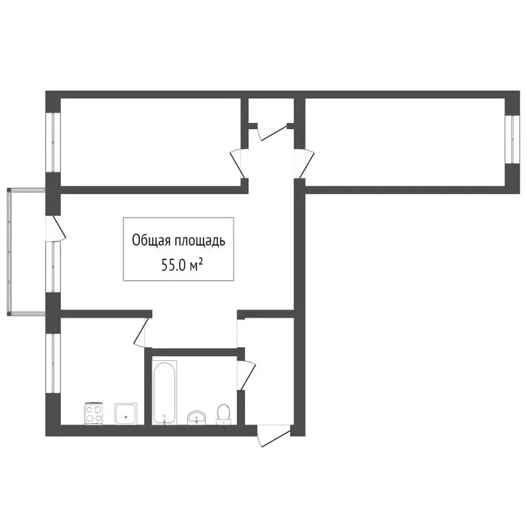 3-комнатная квартира: Томск, улица Алексея Беленца, 17 (54.5 м) - Фото 1