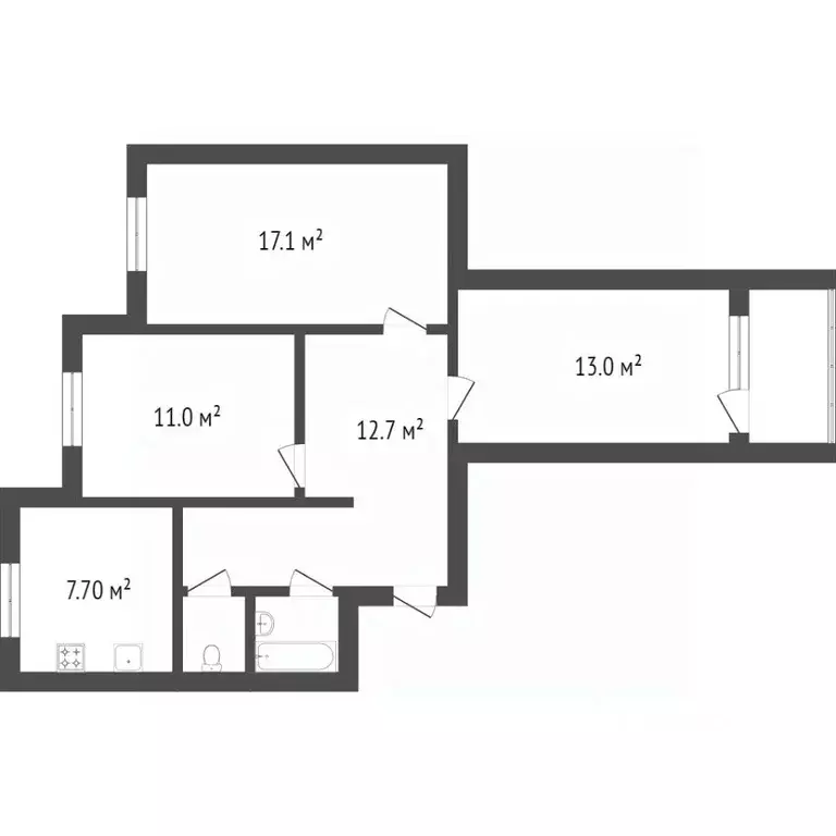 3-к кв. Ямало-Ненецкий АО, Новый Уренгой Мирный мкр, 1/7 (65.4 м) - Фото 1