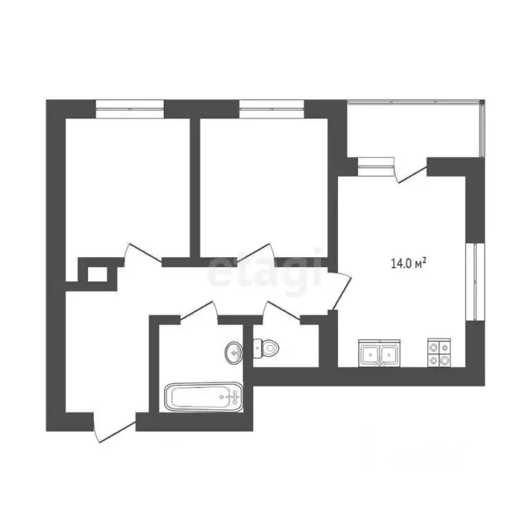 2-к кв. Тюменская область, Тюмень ул. Фармана Салманова, 4 (50.1 м) - Фото 1