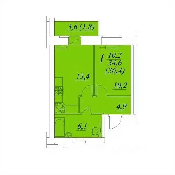 1-к кв. Вологодская область, Вологда Южный мкр,  (36.4 м) - Фото 1