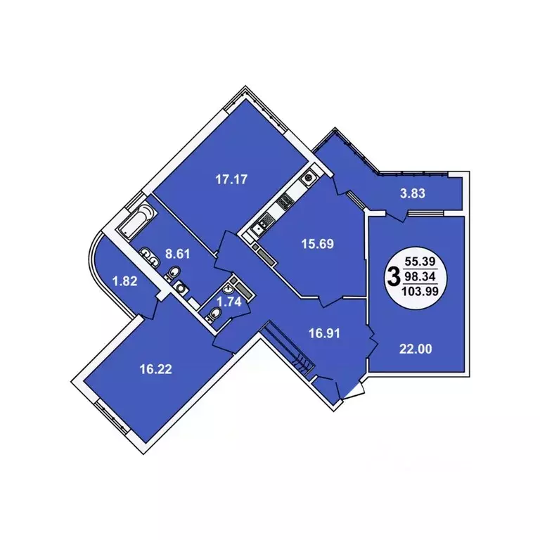 3-к кв. Краснодарский край, Краснодар ул. Шоссе Нефтяников, 18к3 ... - Фото 1