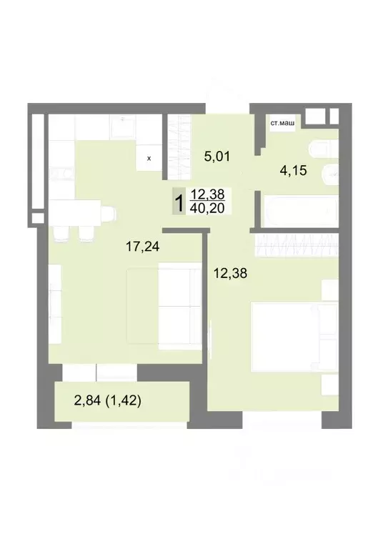 1-к кв. Свердловская область, Екатеринбург ул. Тенистая, 8с5 (40.2 м) - Фото 1