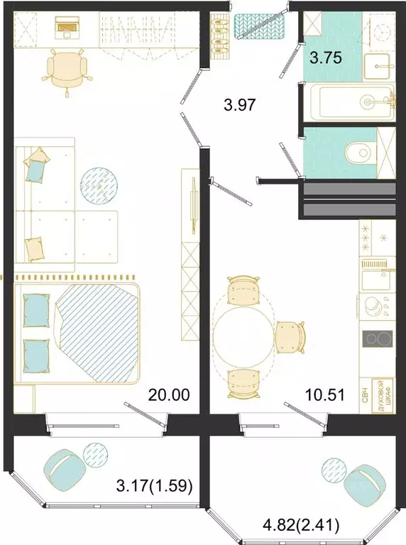 1-к кв. Московская область, Домодедово ул. Текстильщиков, 45 (42.23 м) - Фото 1