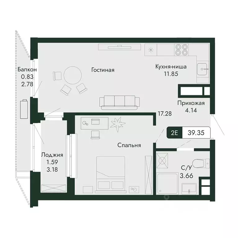 2-к кв. Крым, Алушта  (39.35 м) - Фото 1