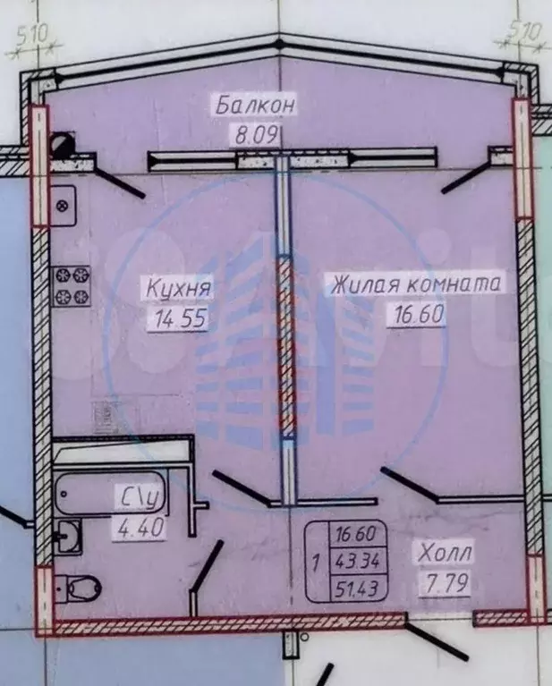 1-к кв. Ставропольский край, Ессентуки ул. Ермолова, 98/1 (51.4 м) - Фото 1