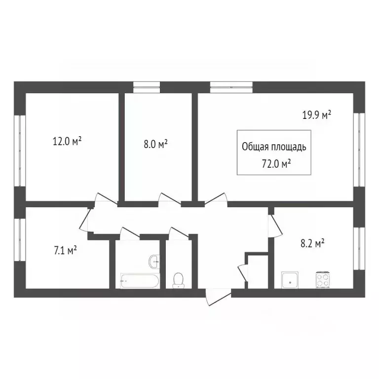 4-к кв. Томская область, Томск просп. Фрунзе, 94 (70.0 м) - Фото 2