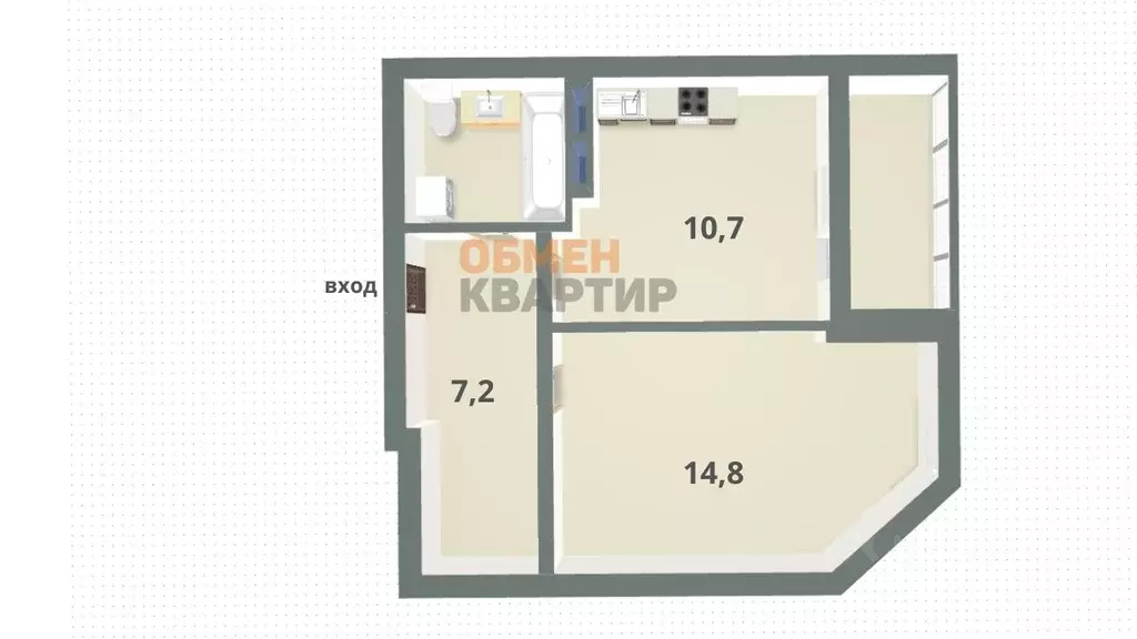 1-к кв. Свердловская область, Екатеринбург ул. Академика Парина, 4/2 ... - Фото 2