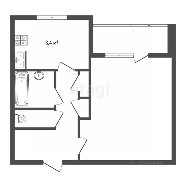 1-к кв. Крым, Черноморское пгт ул. Димитрова, 18 (34.5 м) - Фото 2
