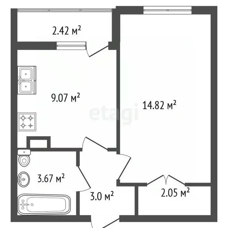 1-к кв. Ленинградская область, Всеволожский район, пос. Бугры ул. ... - Фото 2