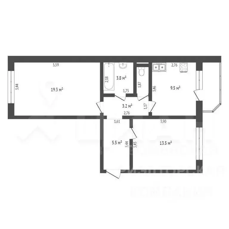 2-к кв. Тюменская область, Тюмень ул. Московский Тракт, 161 (59.0 м) - Фото 1