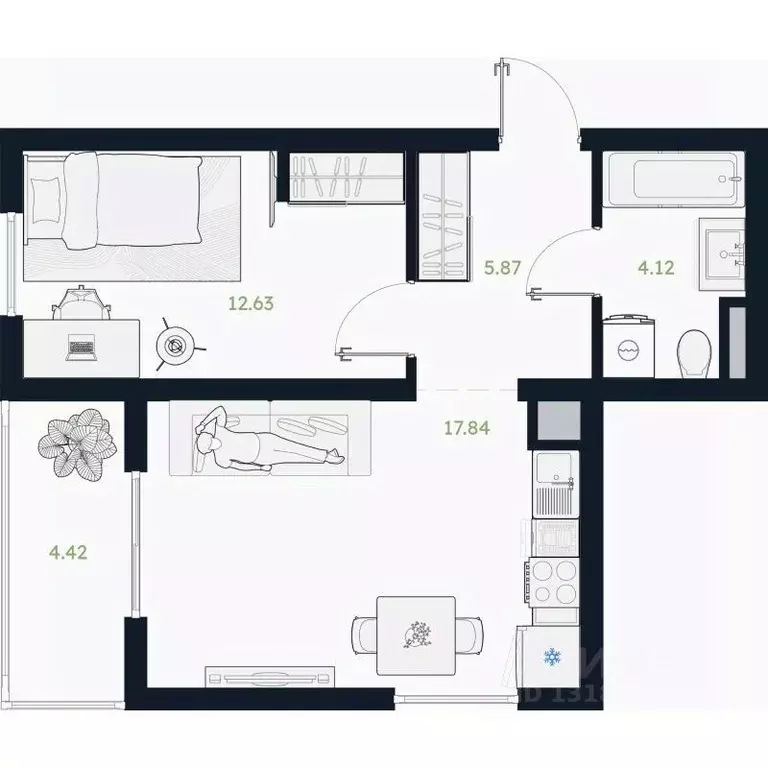 1-к кв. Тюменская область, Тюменский муниципальный округ, Винзили рп  ... - Фото 1