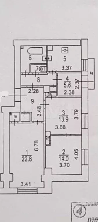 4-к. квартира, 86 м, 3/9 эт. - Фото 0