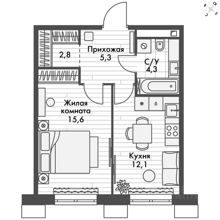 1-к кв. Приморский край, Владивосток Снеговая Падь мкр, ул. Адмирала ... - Фото 2