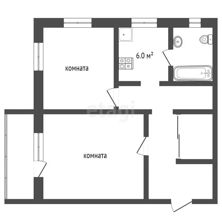 2-комнатная квартира: Алапаевск, улица Фрунзе, 35 (51.3 м) - Фото 0