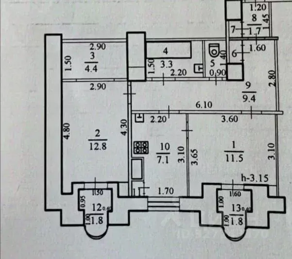 2-к кв. Краснодарский край, Новороссийск ул. Мира, 12 (52.7 м) - Фото 2