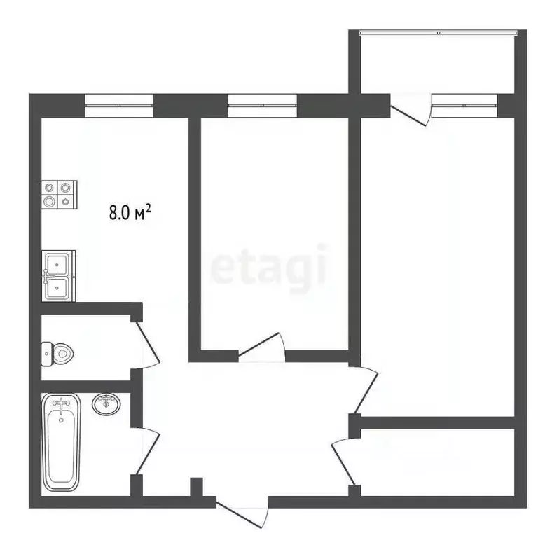 2-к кв. Коми, Ухта просп. Космонавтов, 17к2 (49.9 м) - Фото 0