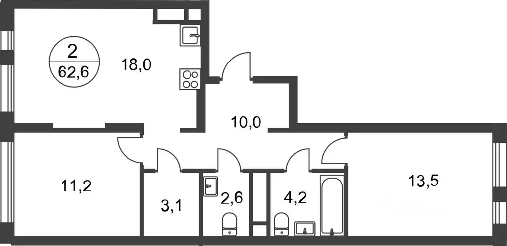 2-к кв. Москва Переделкино Ближнее мкр, 17-й кв-л, к2 (62.6 м) - Фото 0