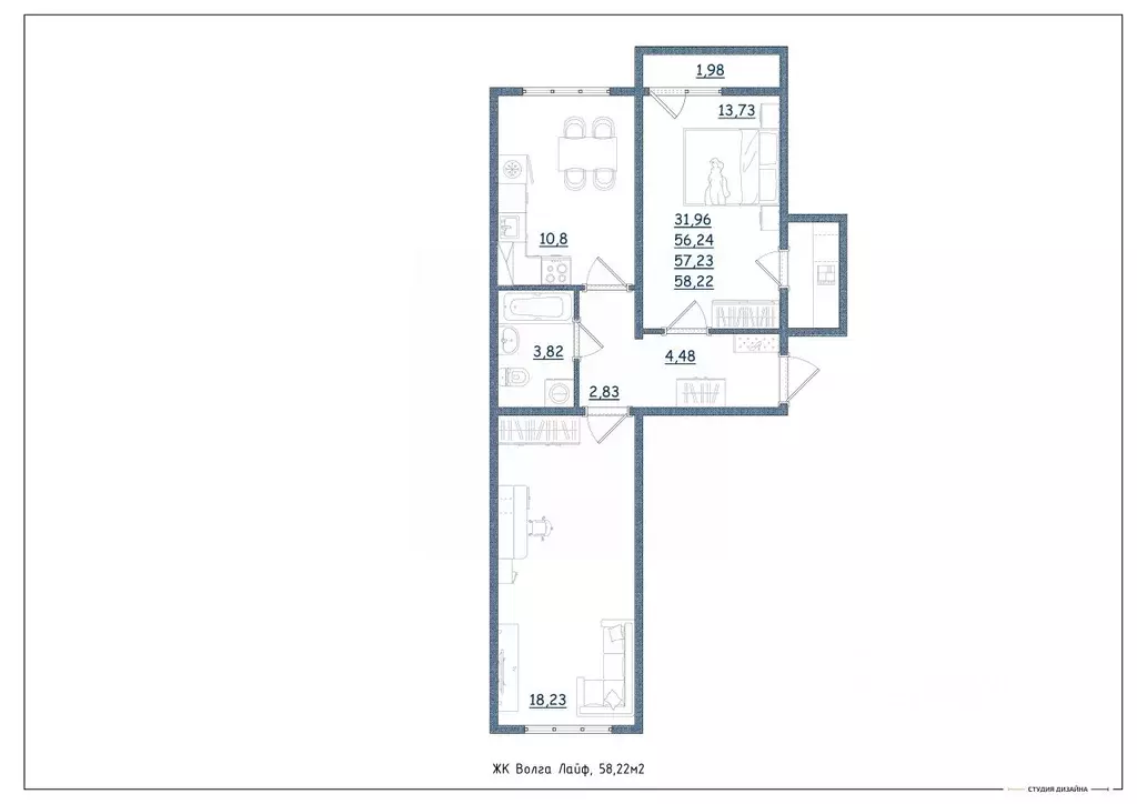 2-к кв. Тверская область, Тверь Новочеркасская ул., 49 (58.22 м) - Фото 2