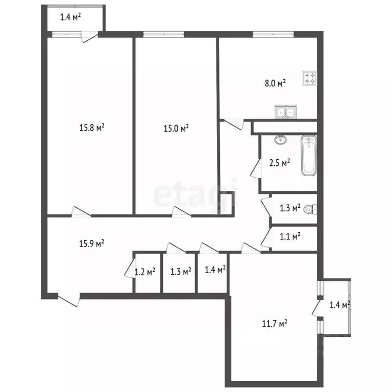 3-к кв. Санкт-Петербург пос. Металлострой, ул. Максима Горького, 3 ... - Фото 2
