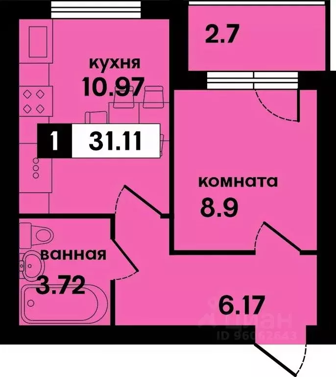 1-к кв. Владимирская область, Муром ул. 1-я Новослободская (31.11 м) - Фото 0