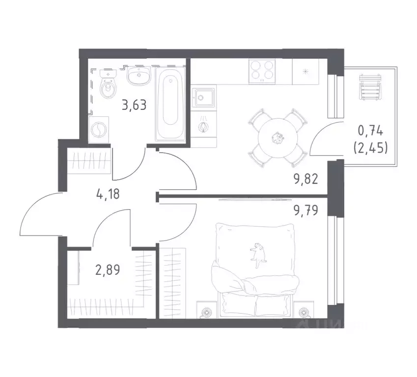 1-к кв. Башкортостан, Уфа ул. Рашита Манурова (31.05 м) - Фото 1
