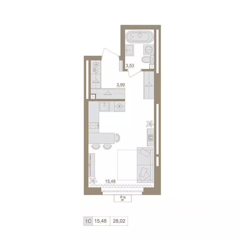 1-к кв. Башкортостан, Уфа бул. Яркий (28.02 м) - Фото 0