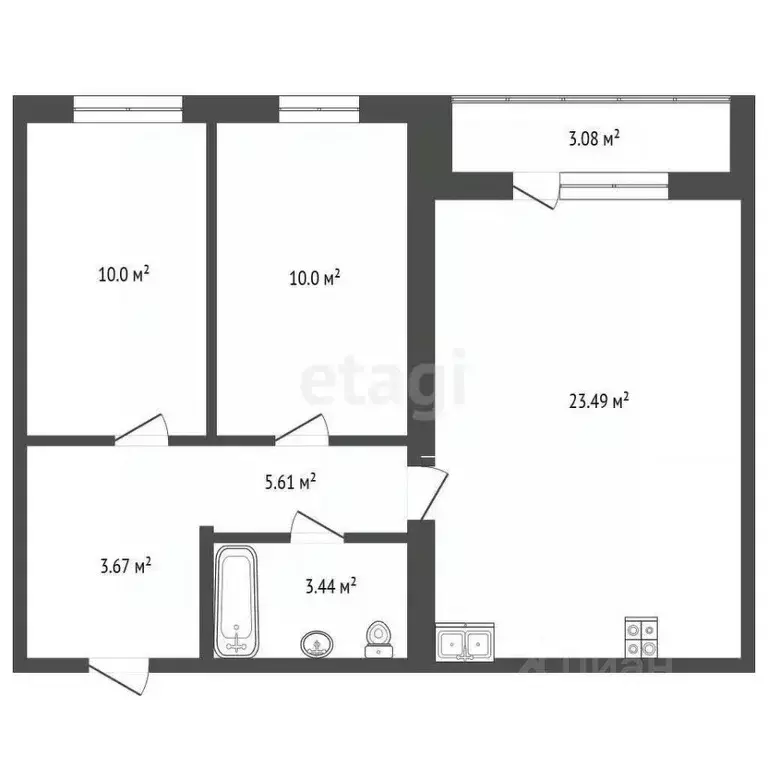 3-к кв. Томская область, Томский район, д. Кисловка, Северный мкр ул. ... - Фото 1