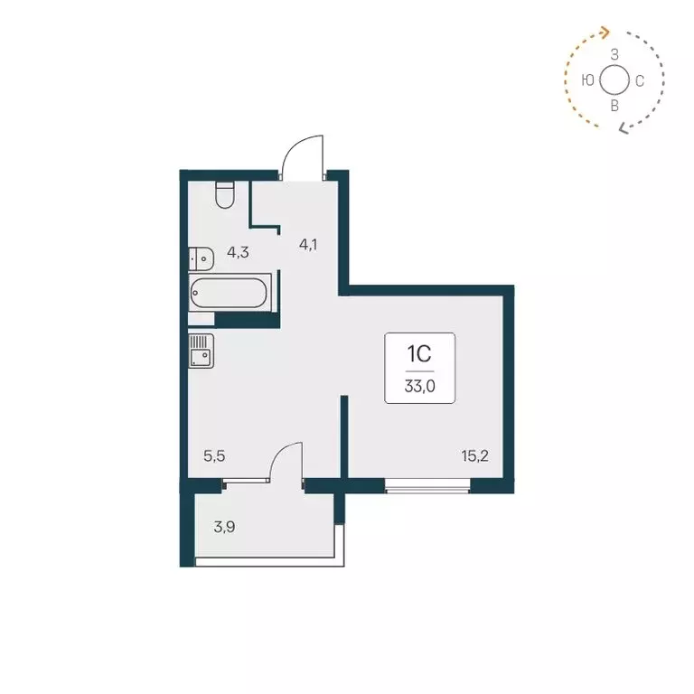 Квартира-студия: Новосибирск, Игарская улица, 5 (32.6 м) - Фото 1