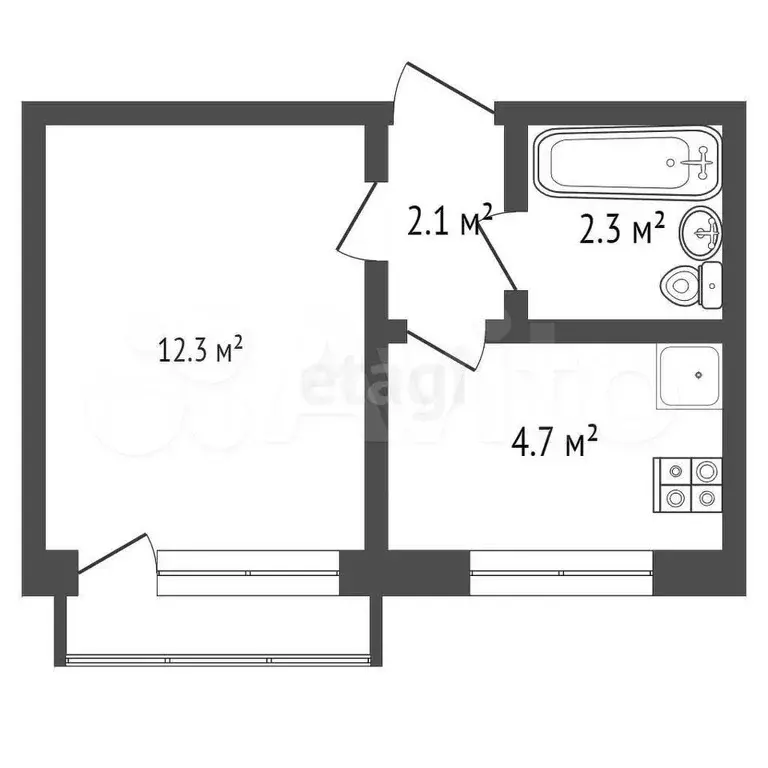 1-к. квартира, 21,5 м, 6/9 эт. - Фото 0