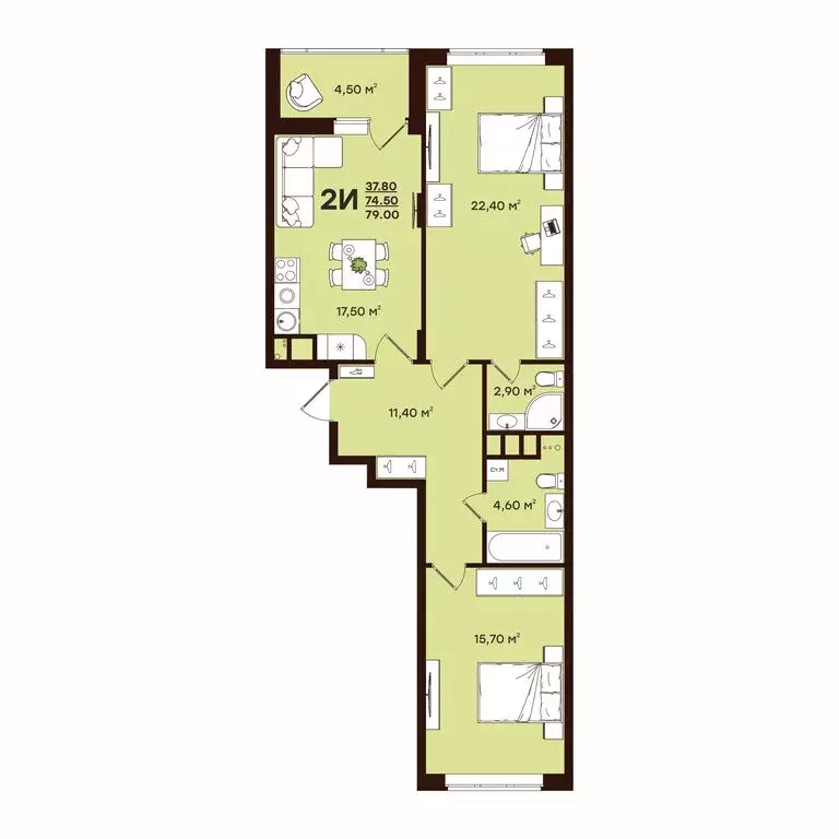 2-комнатная квартира: Владимир, улица Чайковского, 7 (79 м) - Фото 0