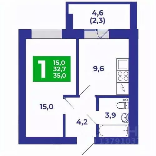 1-к кв. Башкортостан, Стерлитамакский район, Отрадовский сельсовет, с. ... - Фото 1