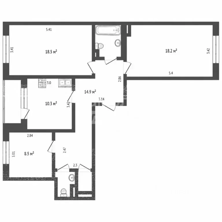 3-к кв. Москва ул. Маресьева, 10к2 (76.9 м) - Фото 2